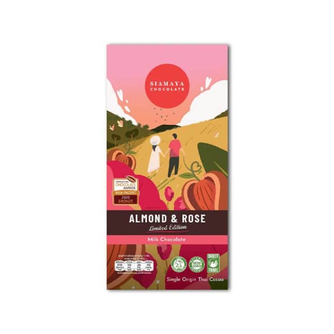 SIAMAYA Chocolate_Almond & Rose_Limited Edition_Milk Chocolate_Organic Village
