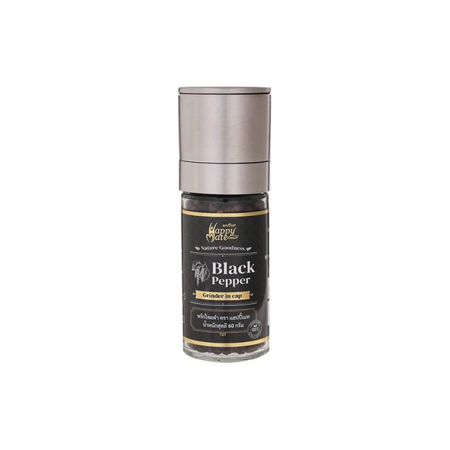 Happy Mate _ Black Pepper _ Grinder In Cap_Organic Village