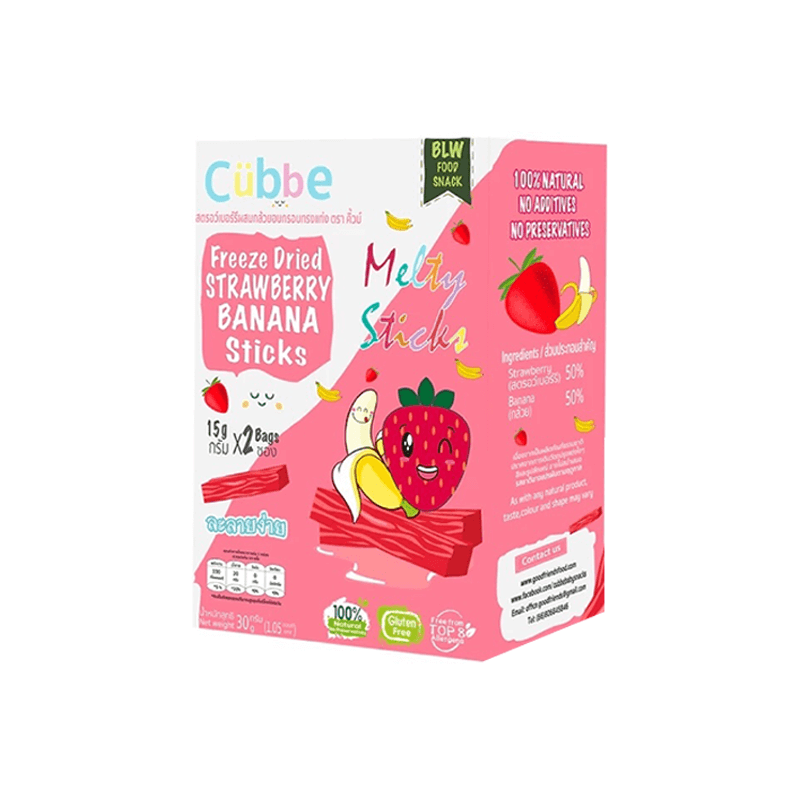 Cubble_Freeze Dried Strawberry & Banana Sticks _ 100% Natural _ Gluten free_Organic Village