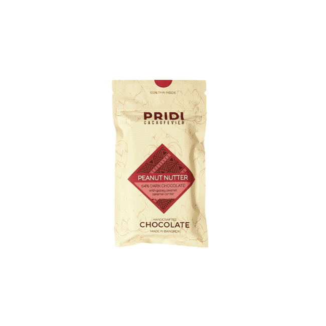 Pridi_Peanut Nutter _ 64% Dark Chocolate _ With Gooey peanut & Caramel _ Handcrafted Thai Chocolate_Organic Village